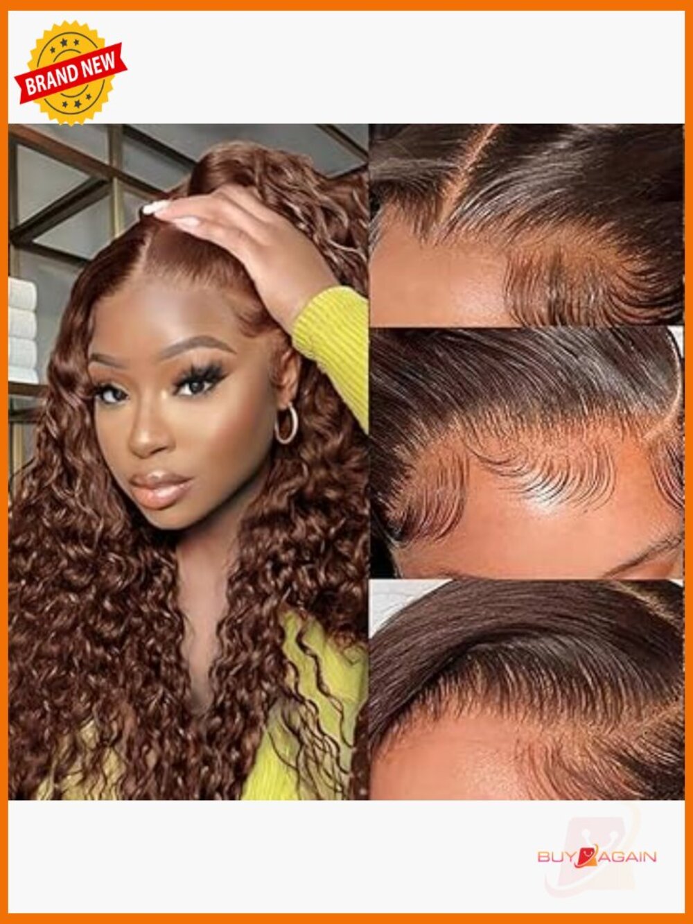 180% Density 13x4 HD Lace Front Wig Human Hair Pre-Plucked Glueless Curly Wig